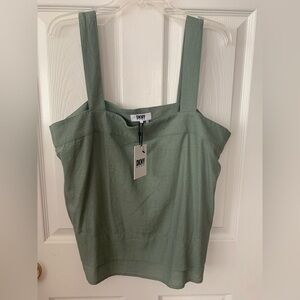 DKNY Olive Green Square Neck Tank Top